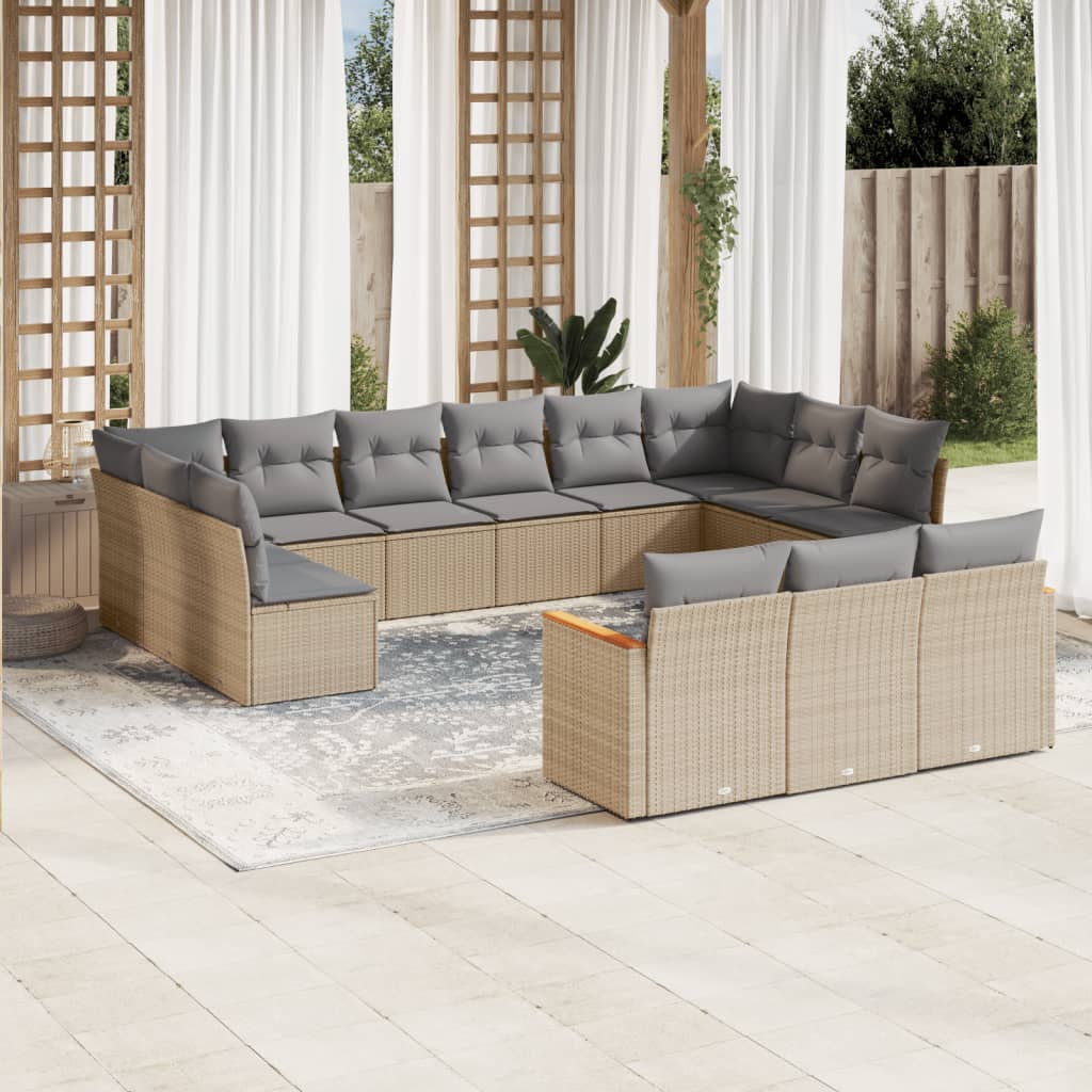 13-Delige Loungeset Met Kussens Poly Rattan