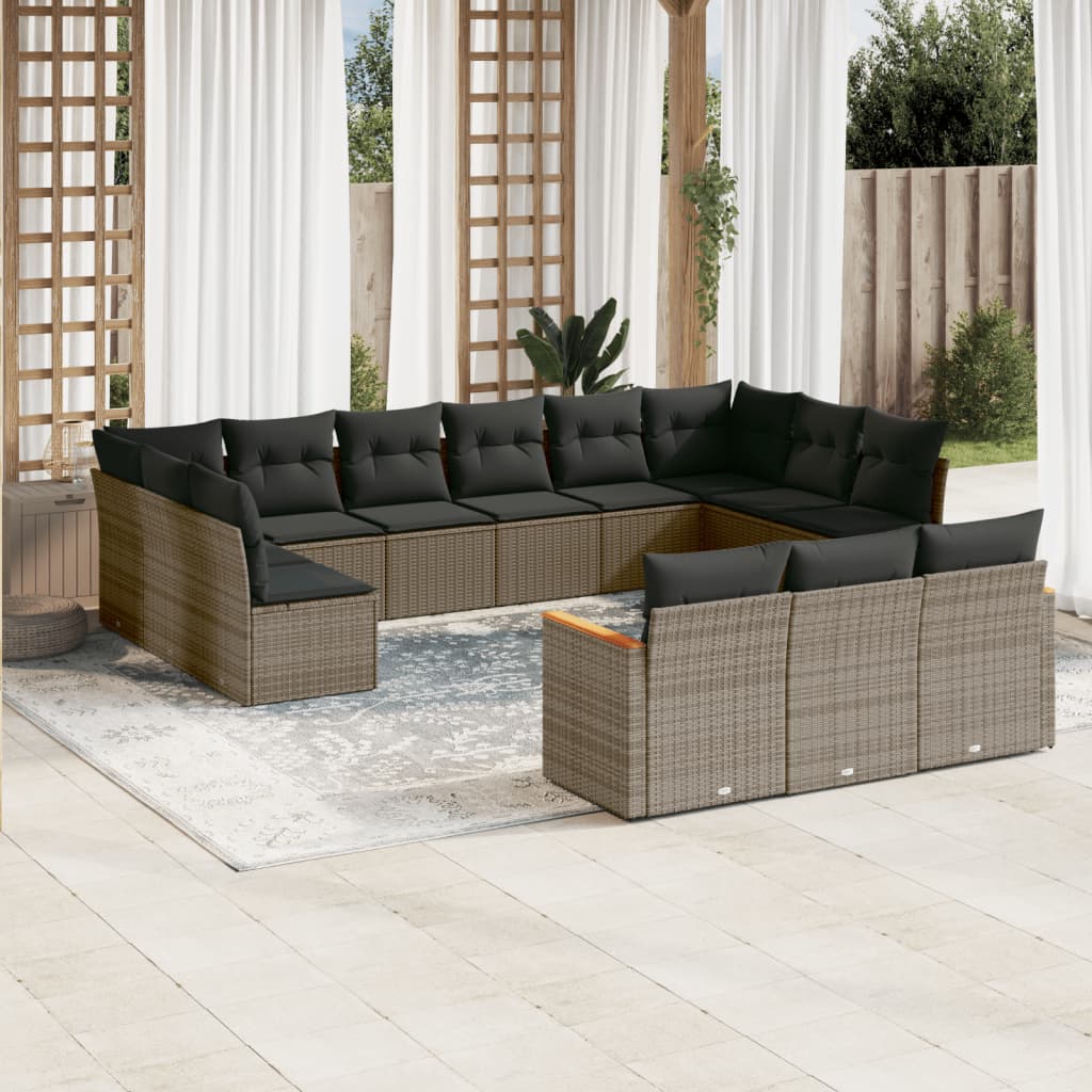 13-Delige Loungeset Met Kussens Poly Rattan