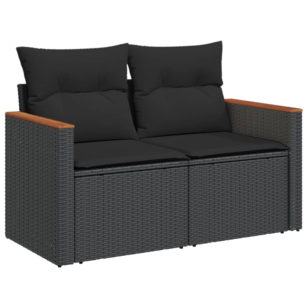 14-Delige Loungeset Met Kussens Poly Rattan Zwart