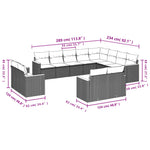 12-Delige Loungeset Met Kussens Poly Rattan Gemengd Beige