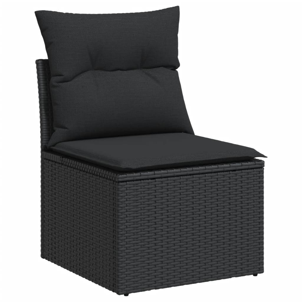 13-Delige Loungeset Met Kussens Poly Rattan Zwart