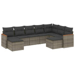 9-Delige Loungeset Met Kussens Poly Rattan Grijs