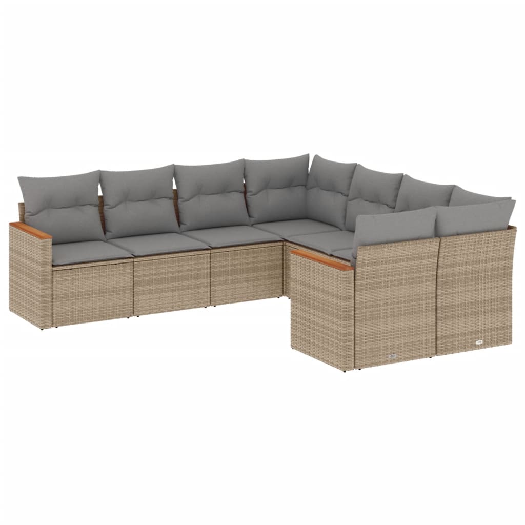 8-Delige Loungeset Met Kussens Poly Rattan