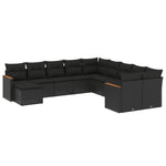 11-Delige Loungeset Met Kussens Poly Rattan Zwart