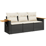 3-Delige Loungeset Met Kussens Poly Rattan Zwart