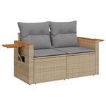 3-Delige Loungeset Met Kussens Poly Rattan Beige