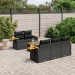 6-Delige Loungeset Met Kussens Poly Rattan Zwart Beige En Antraciet