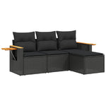 4-Delige Loungeset Met Kussens Poly Rattan Zwart