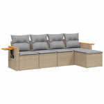 5-Delige Loungeset Met Kussens Poly Rattan Beige