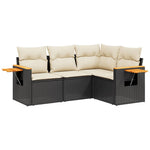 4-Delige Loungeset Met Kussens Poly Rattan Zwart