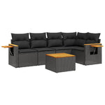 6-Delige Loungeset Met Kussens Poly Rattan Zwart Beige En Antraciet
