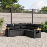 5-Delige Loungeset Met Kussens Poly Rattan Zwart