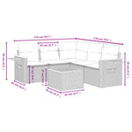 6-Delige Loungeset Met Kussens Poly Rattan Grijs