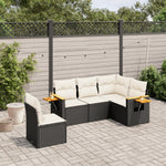 5-Delige Loungeset Met Kussens Poly Rattan Zwart