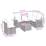 6-Delige Loungeset Met Kussens Poly Rattan Grijs
