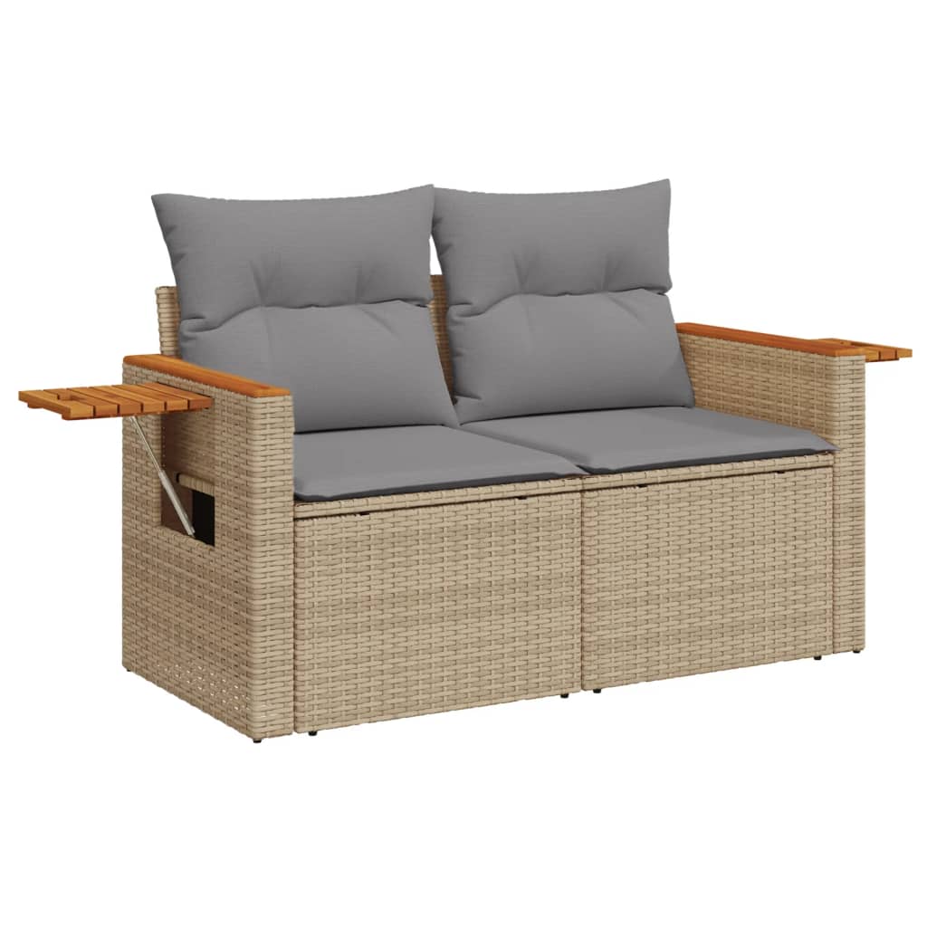 6-Delige Loungeset Met Kussens Poly Rattan Beige