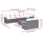 9-Delige Loungeset Met Kussens Poly Rattan Grijs