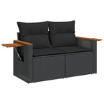 8-Delige Loungeset Met Kussens Poly Rattan Zwart