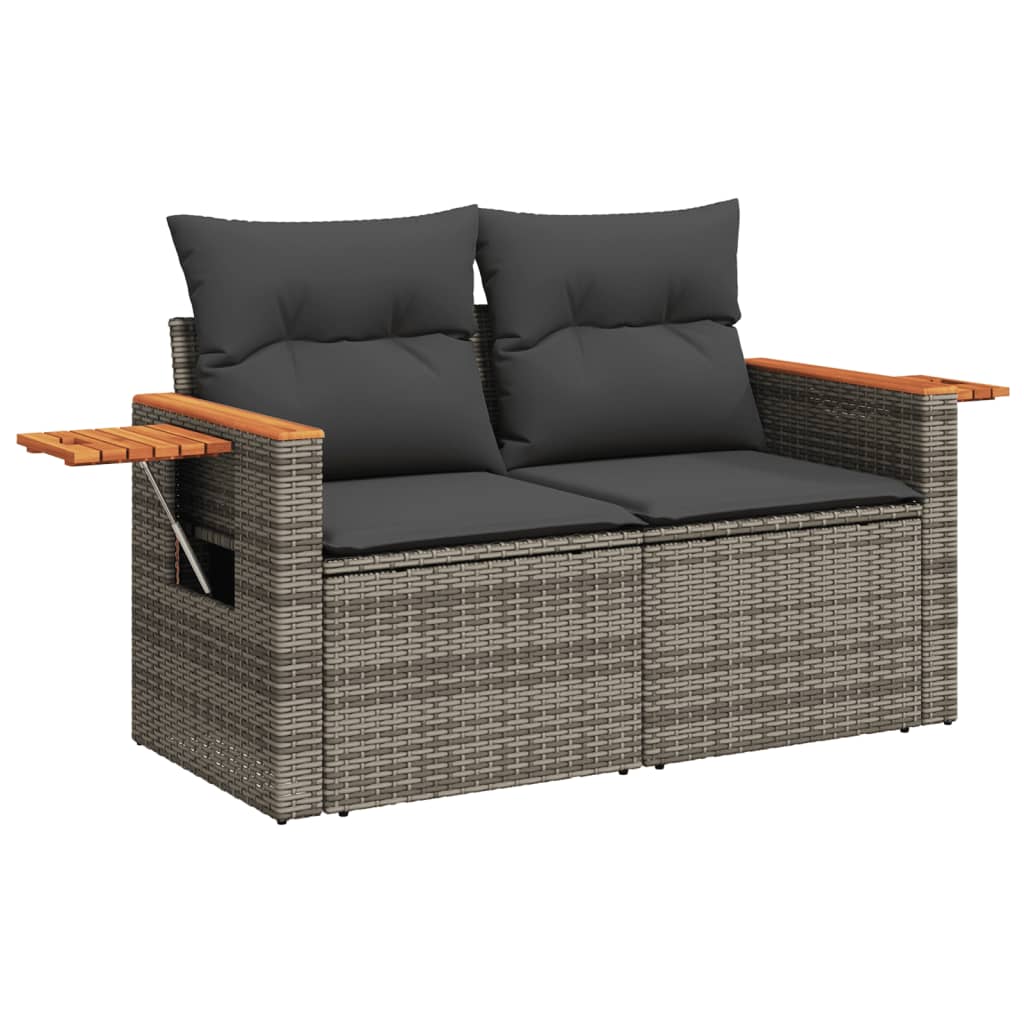 7-Delige Loungeset Met Kussens Poly Rattan Grijs