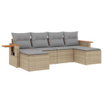 6-Delige Loungeset Met Kussens Poly Rattan Beige