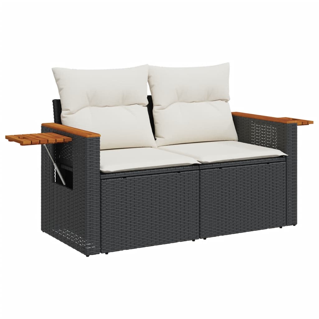 6-Delige Loungeset Met Kussens Poly Rattan Zwart