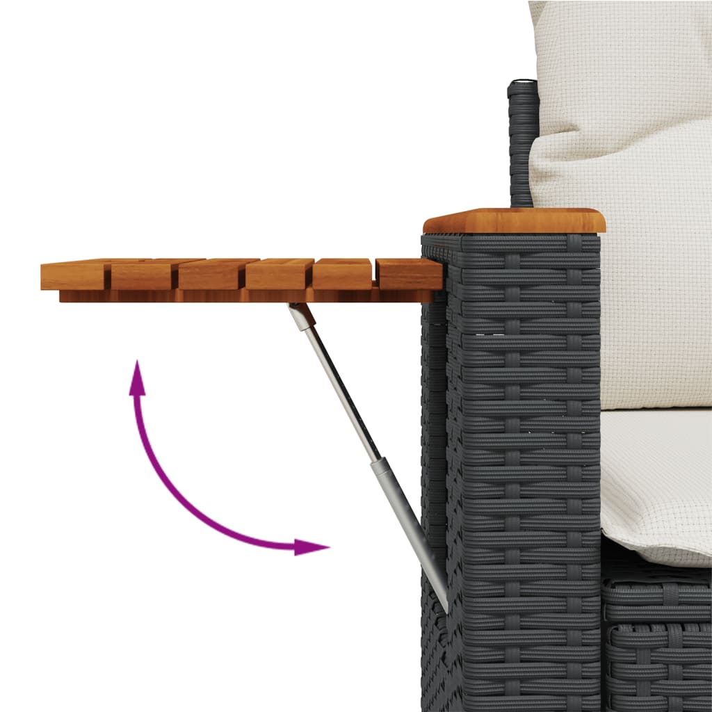 6-Delige Loungeset Met Kussens Poly Rattan Zwart