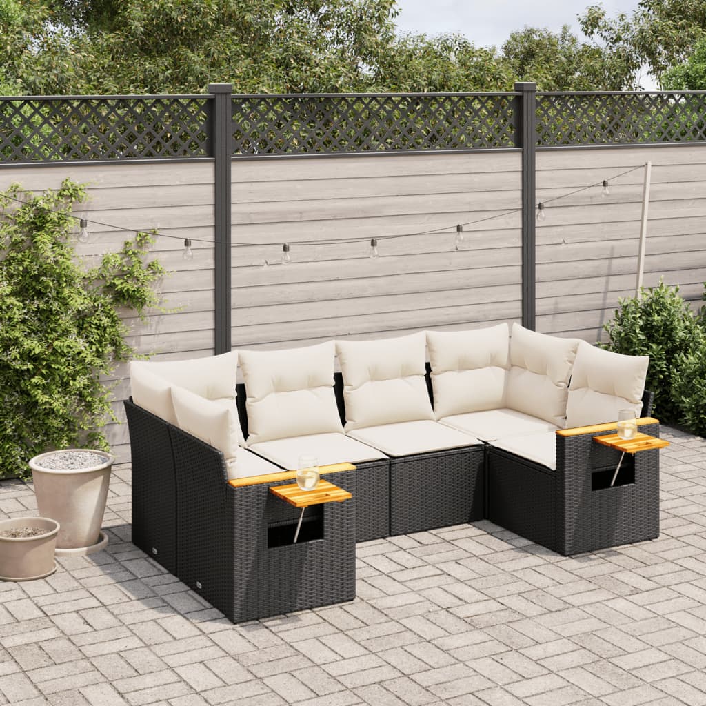 6-Delige Loungeset Met Kussens Poly Rattan Zwart