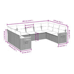 9-Delige Loungeset Met Kussens Poly Rattan Zwart