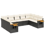 9-Delige Loungeset Met Kussens Poly Rattan Zwart