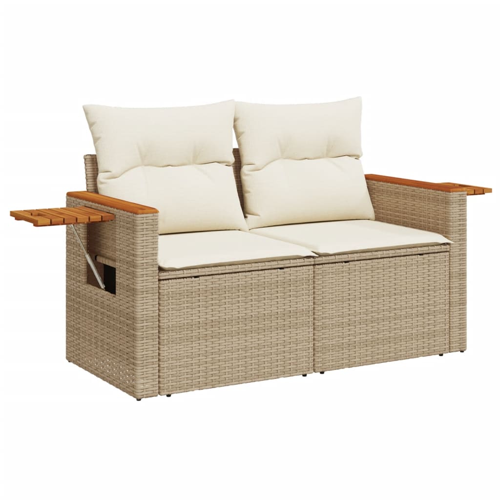 9-Delige Loungeset Met Kussens Poly Rattan Beige