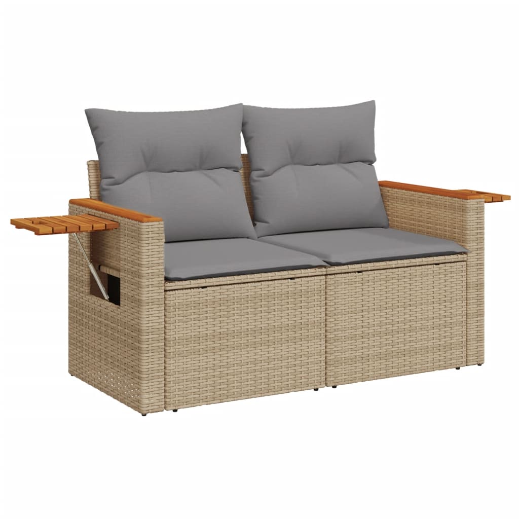 10-Delige Loungeset Met Kussens Poly Rattan Beige