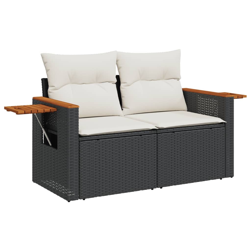 11-Delige Loungeset Met Kussens Poly Rattan Zwart