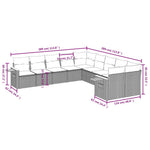 10-Delige Loungeset Met Kussens Poly Rattan Grijs