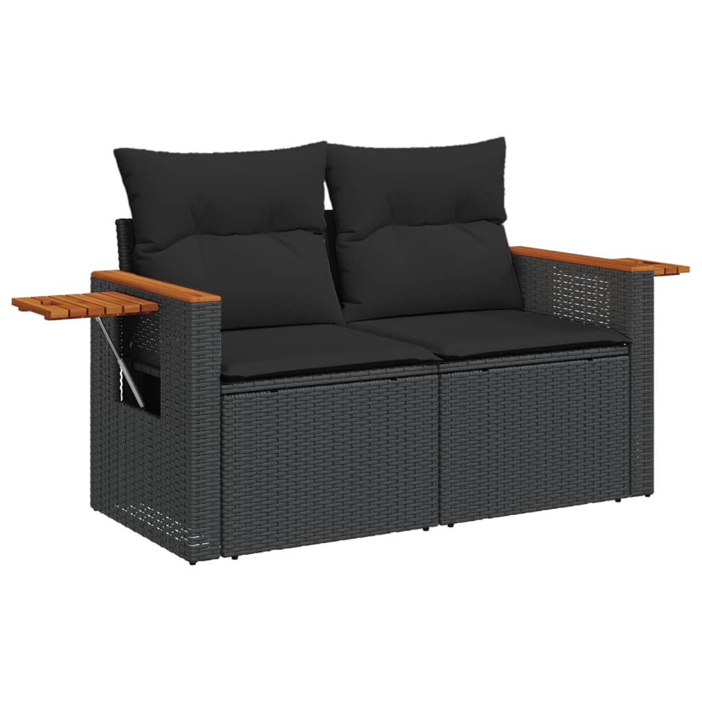 11-Delige Loungeset Met Kussens Poly Rattan Zwart