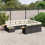 11-Delige Loungeset Met Kussens Poly Rattan Zwart