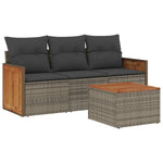 4-Delige Loungeset Met Kussens Poly Rattan Grijs