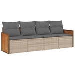 4-Delige Loungeset Met Kussens Poly Rattan Beige