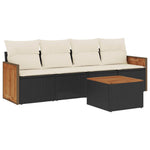 5-Delige Loungeset Met Kussens Poly Rattan Zwart