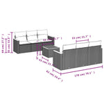 7-Delige Loungeset Met Kussens Poly Rattan Grijs