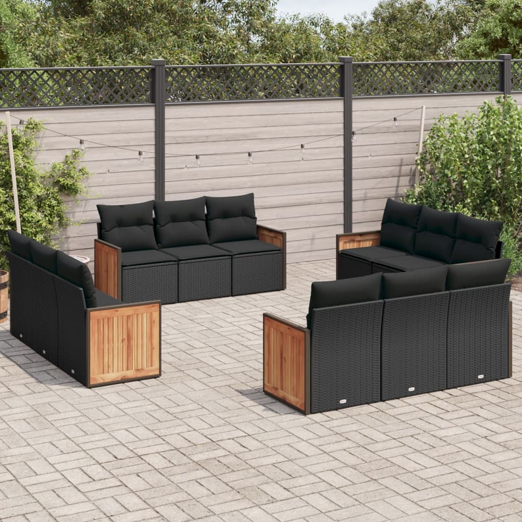 12-Delige Loungeset Met Kussens Poly Rattan