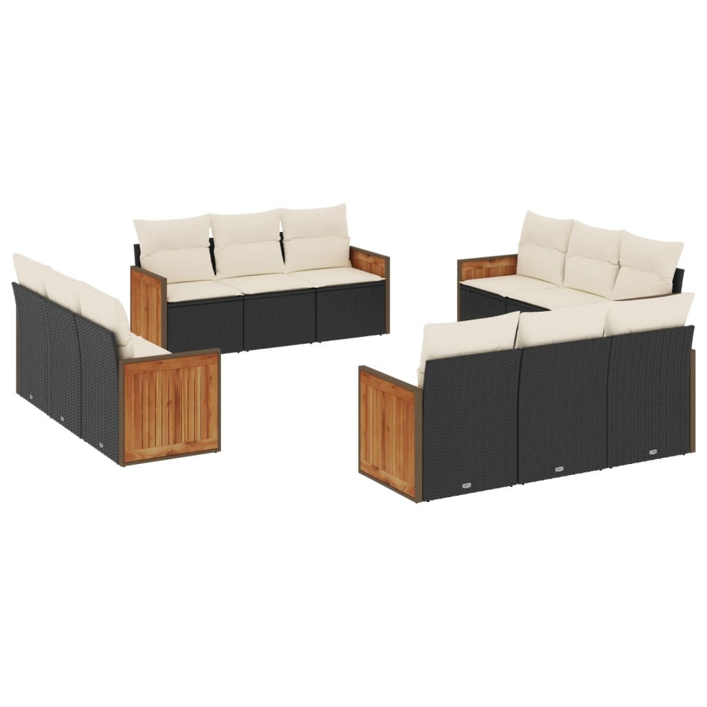 12-Delige Loungeset Met Kussens Poly Rattan