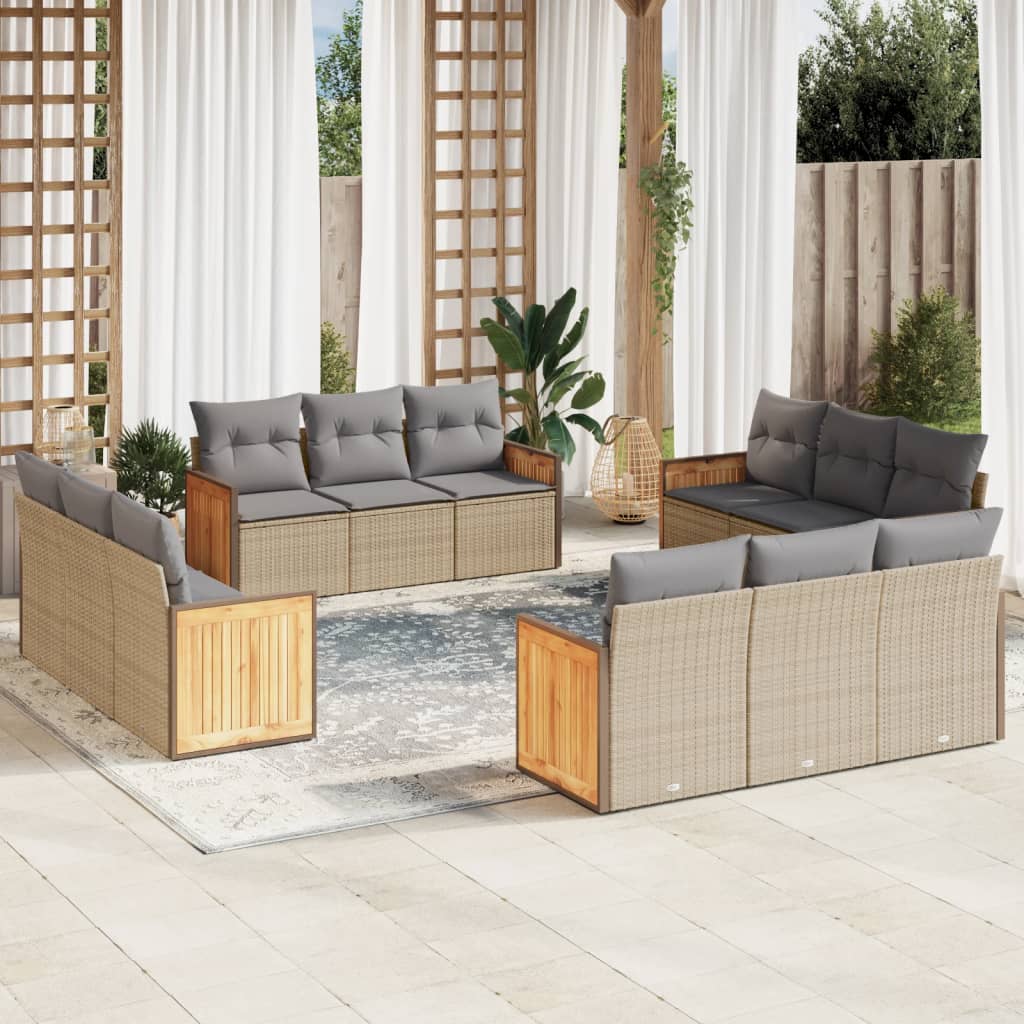 12-Delige Loungeset Met Kussens Poly Rattan