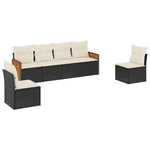 6-Delige Loungeset Met Kussens Poly Rattan Zwart