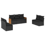 7-Delige Loungeset Met Kussens Poly Rattan Zwart