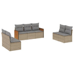 7-Delige Loungeset Met Kussens Poly Rattan Beige