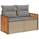 7-Delige Loungeset Met Kussens Poly Rattan Beige