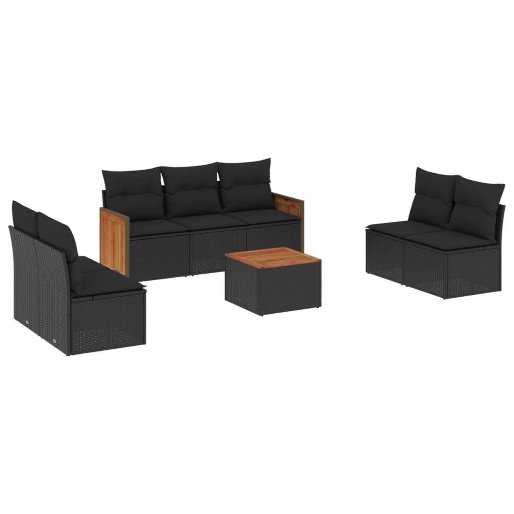 8-Delige Loungeset Met Kussens Poly Rattan Zwart