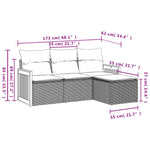 4-Delige Loungeset Met Kussens Poly Rattan Grijs