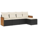 5-Delige Loungeset Met Kussens Poly Rattan Zwart