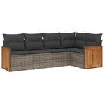 5-Delige Loungeset Met Kussens Poly Rattan Grijs